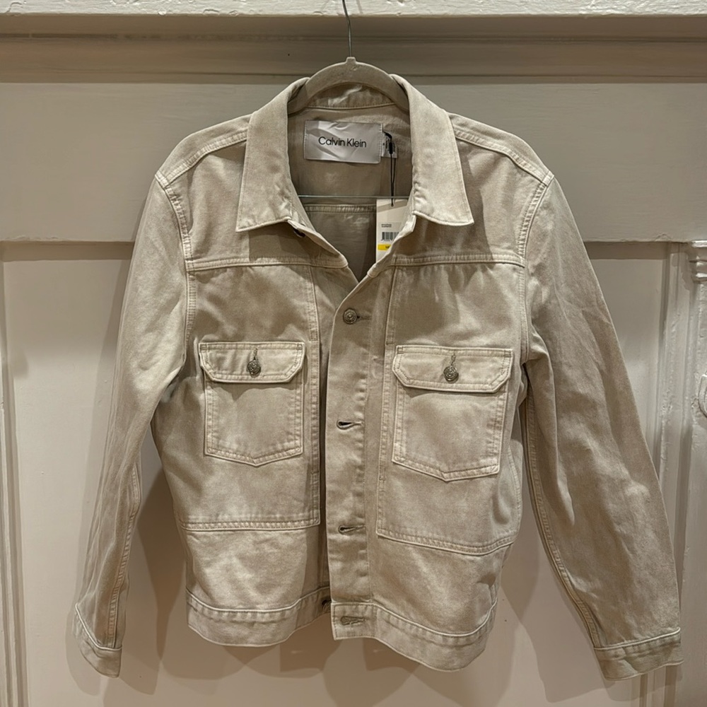 Men’s CK gray/off-white denim jacket - NWT!